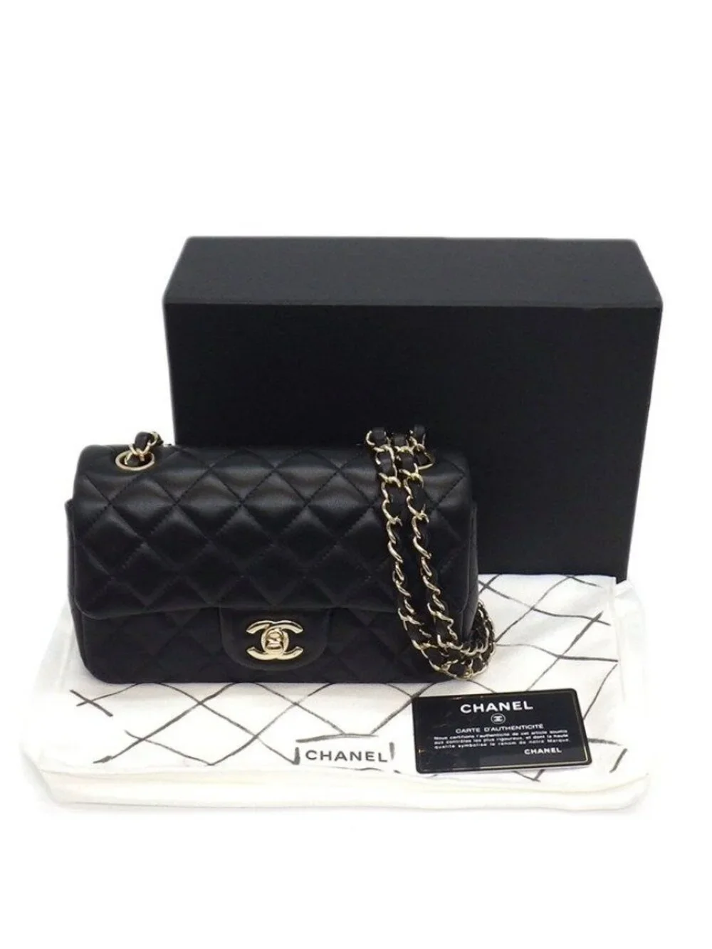 Chanel Shoulder Bag Quilted 20 Mini Classic Onwards Black Lambskin